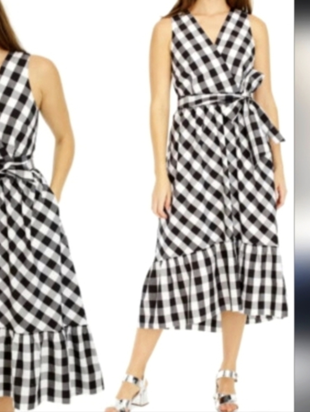 J. Crew Black and White Checkered Midi Dress...SIZE:0